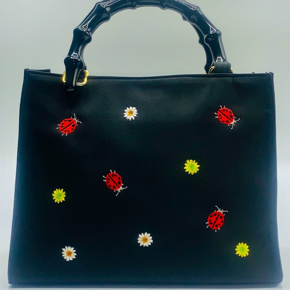 Black Ladybug & Daisy small purse